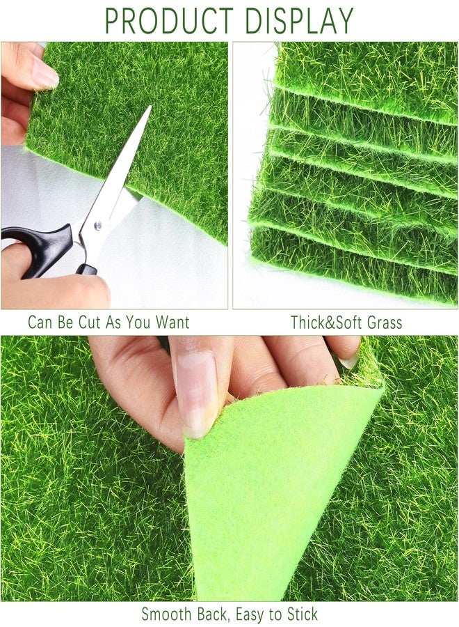Elcoho 36 Pieces Fake Grass for Crafts Fairy Garden 6 x 6 Inches Artificial Garden Grass for Miniature Ornament Dollhouse DIY Decoration - Image 3